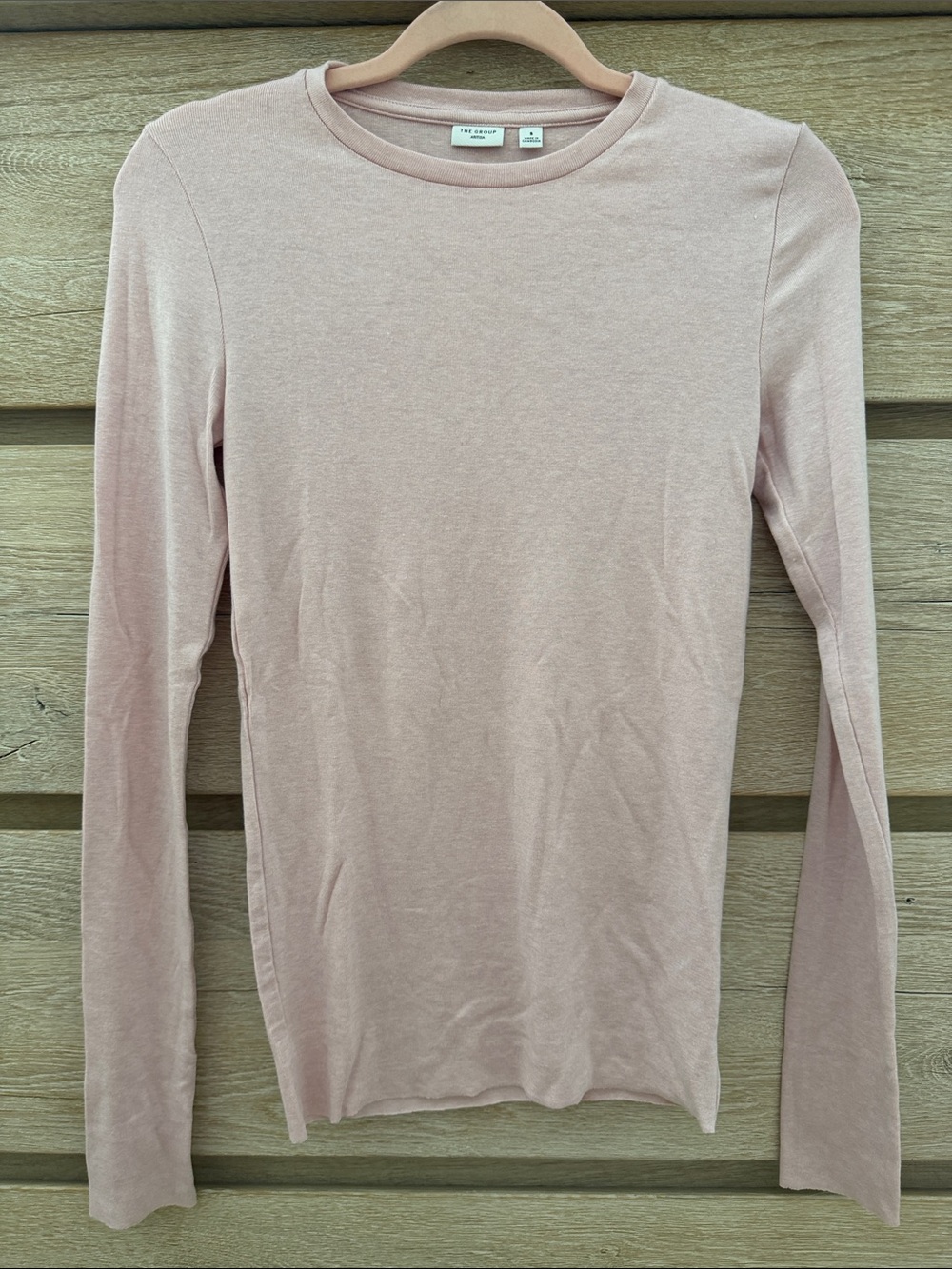Aritzia The Group Soft Long-Sleeve Crewneck Top in Blush Pink